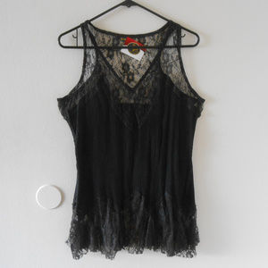 NWT RCS Gifts  All Jazzed Up Black Lace Tank